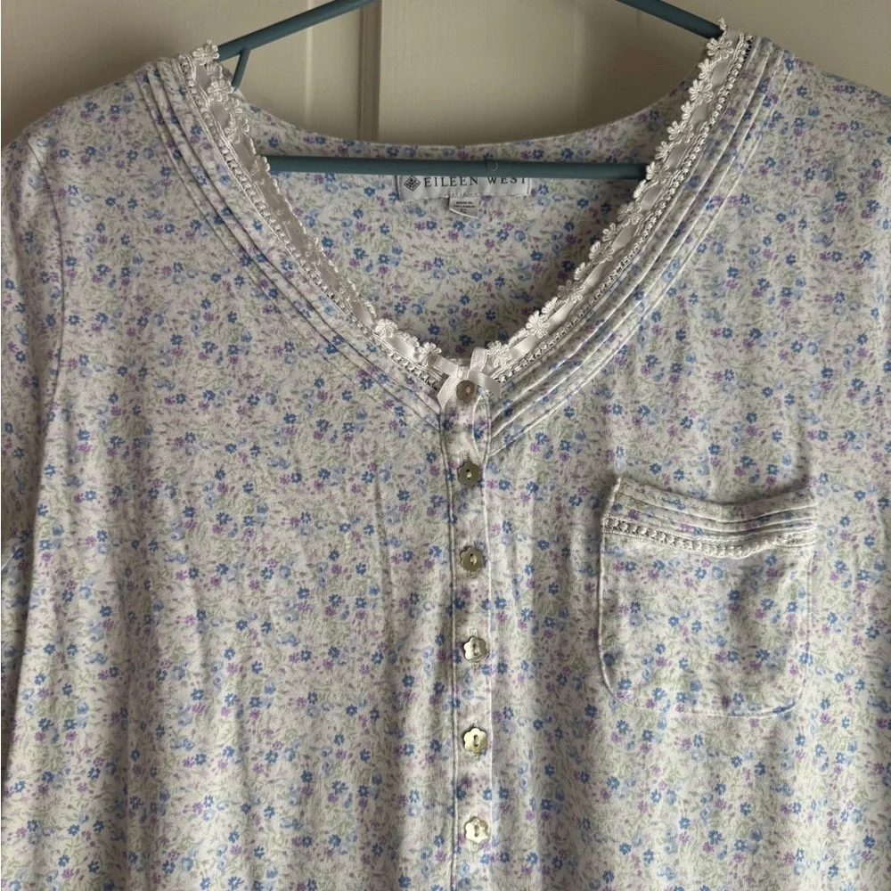 Eileen West Blue and Purple Floral Nightgown